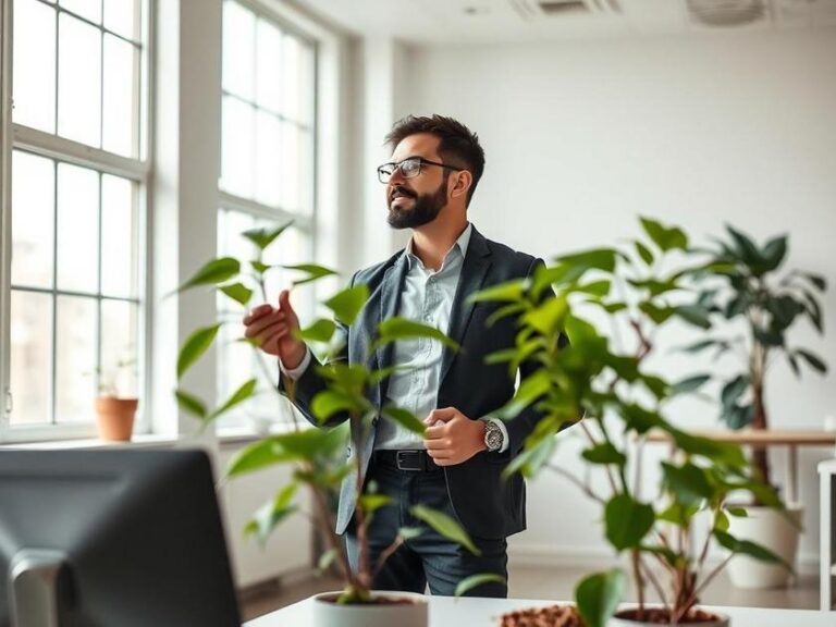 Casal diversificado analisando planta de imóvel com corretor de imóveis em ambiente luminoso e moderno.