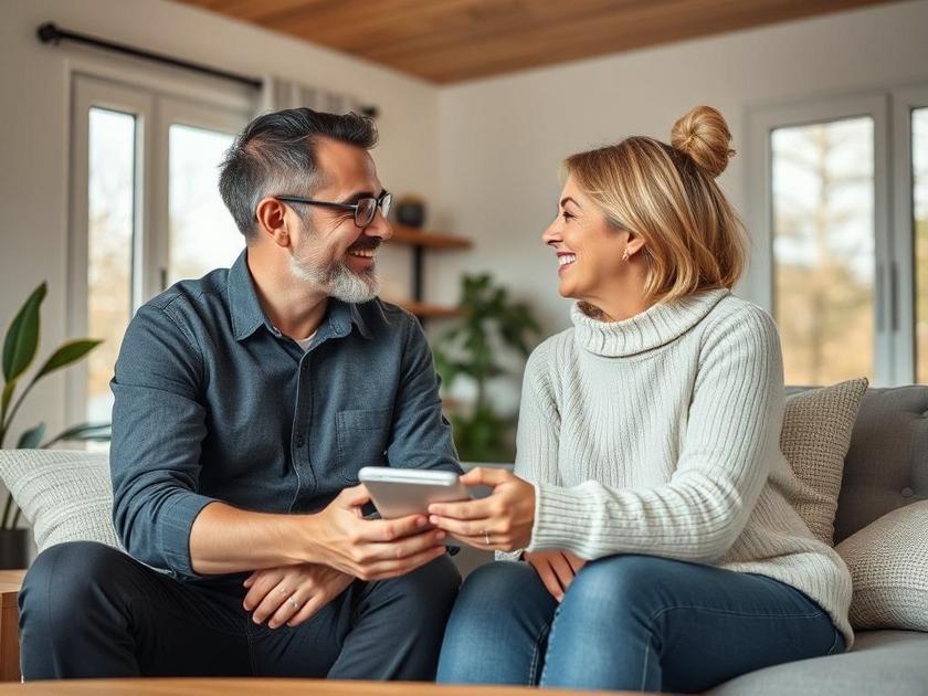 Casal diversificado visitando imóvel com corretor em um salão imobiliário iluminado e acolhedor.