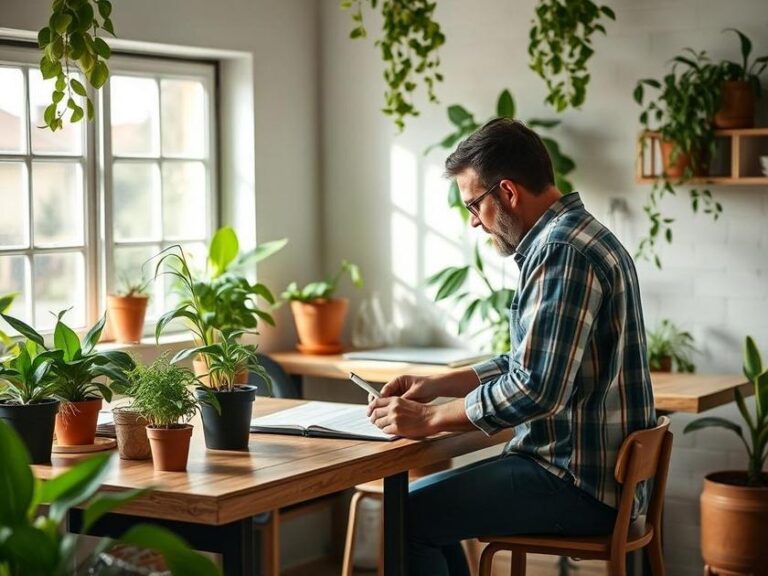 Casal diversificado analisando plantas de imóveis em escritório aconchegante, representando o processo de compra em São Pedro da Aldeia.