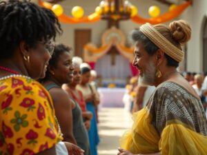 Moradores participando de evento comunitário em São Pedro, mostrando a importância da interação local.