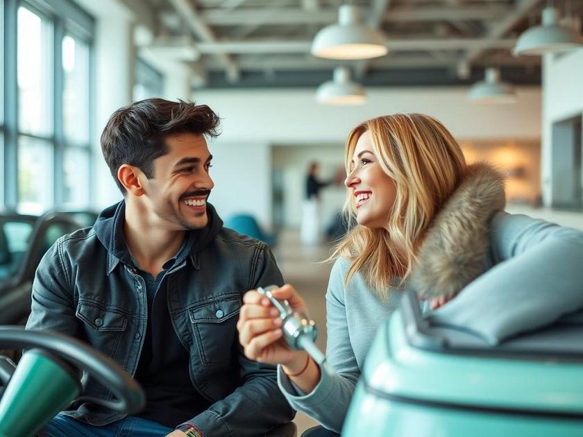 Casal jovem escolhendo móveis na Havan, representando a experiência de montar uma nova casa.