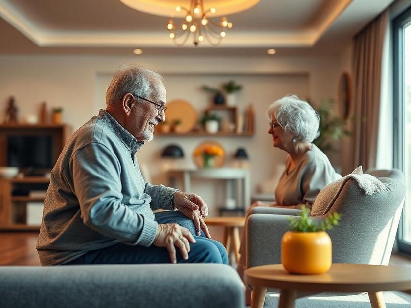 Idosos no Residencial: Conforto e Acessibilidade, idoso em sala de convivência acessível e segura.