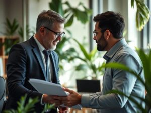 Investidores diversificados planejando a compra de imóvel, discorrendo sobre impostos imobiliários.