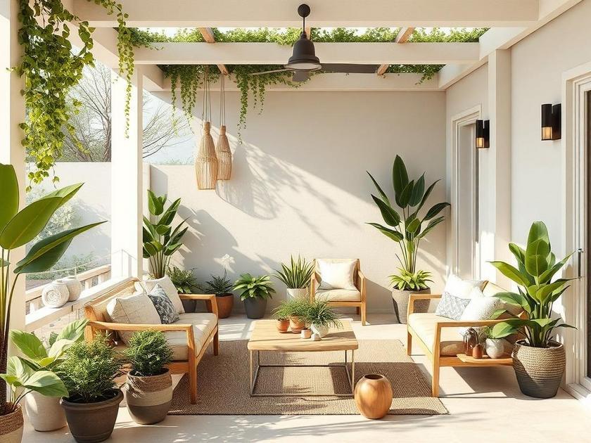 Pessoa decorando sua área privativa em uma varanda gourmet, refletindo individualidade e estilo.