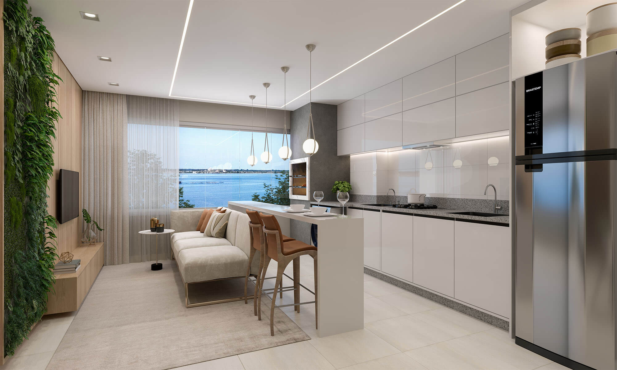 Prix - Ed. Brisas da Lagoa - Apartamento Tipo Ponta - Sala Ampliada