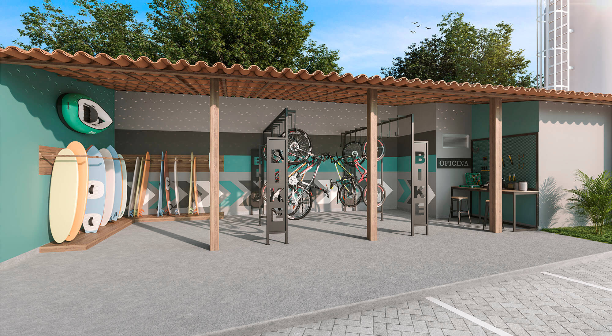Prix - Ed. Brisas da Lagoa - Áreas Comuns - Bicicletário + Depósito de Material Naútico