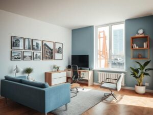 Casal diversificado pesquisando imóveis em escritório moderno, retratando a busca pelo imóvel ideal em São Pedro da Aldeia.