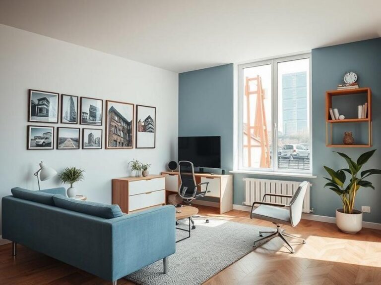 Casal diversificado pesquisando imóveis em escritório moderno, retratando a busca pelo imóvel ideal em São Pedro da Aldeia.