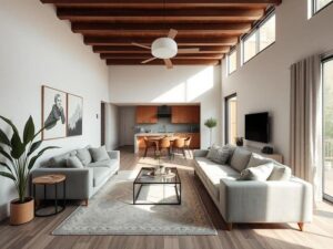 Casal diversificado e corretor de imóveis avaliando apartamento em São Pedro da Aldeia, destacando o mercado imobiliário.