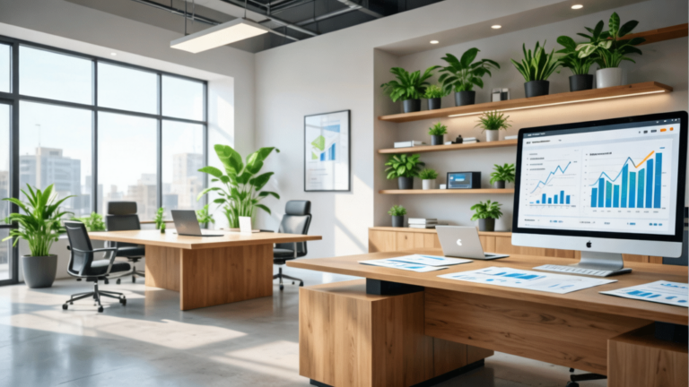 Comprador diversificado e corretor discutindo planta de imóvel em escritório moderno com luz natural