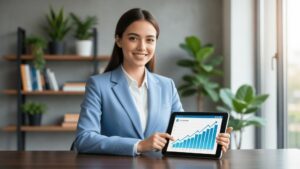 Pessoa jovem se consultando com advogado sobre compra de imóvel em escritório moderno